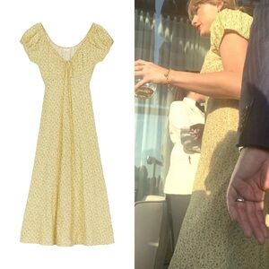 NWT Doen Yellow Floral Women's Dress - As seen on Taylor Swift - Lg